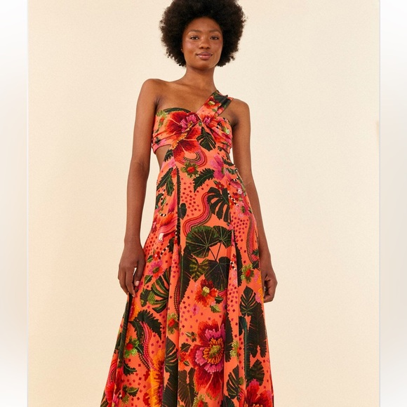 FARM Rio | Dresses | Farm Rio Orange Blooming Garden Maxi Dress Xs |  Poshmark